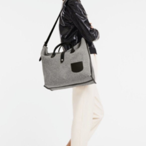 Longchamp XL Essential Wool & Leather Open Tote MSRP$575 RARE FIND - Picture 3 of 8